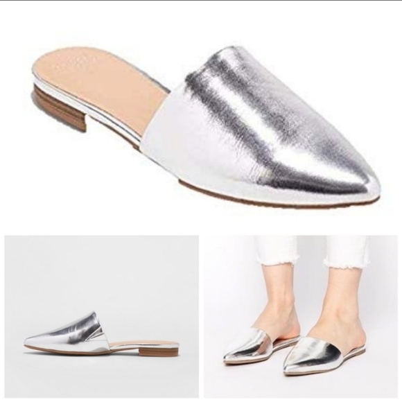 A New Day Junebug Metallic Silver Mules - Picture 2 of 8